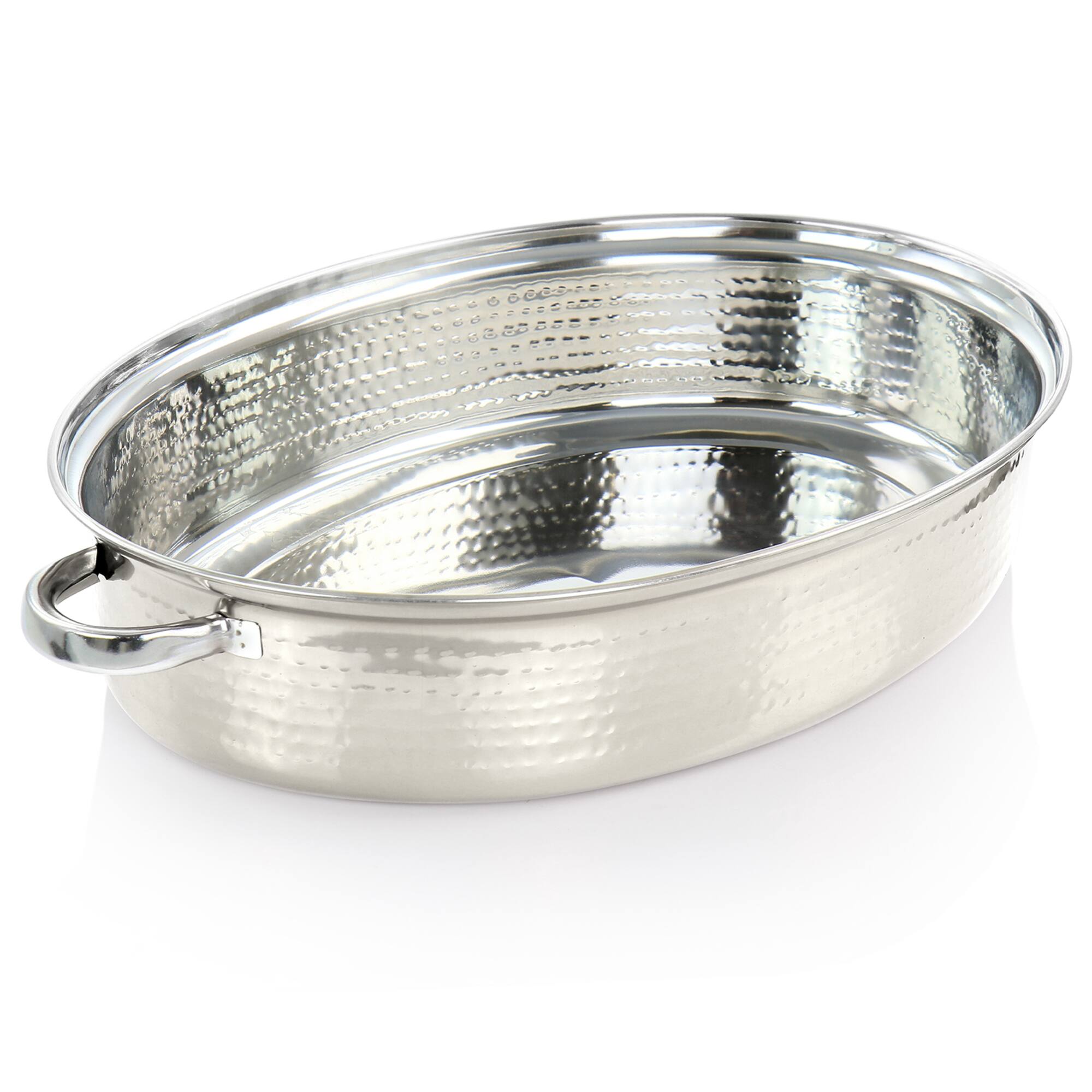 Gibson Home® Radiance 15.5'' Stainless Steel Oval Roaster with Lid and Roasting Rack